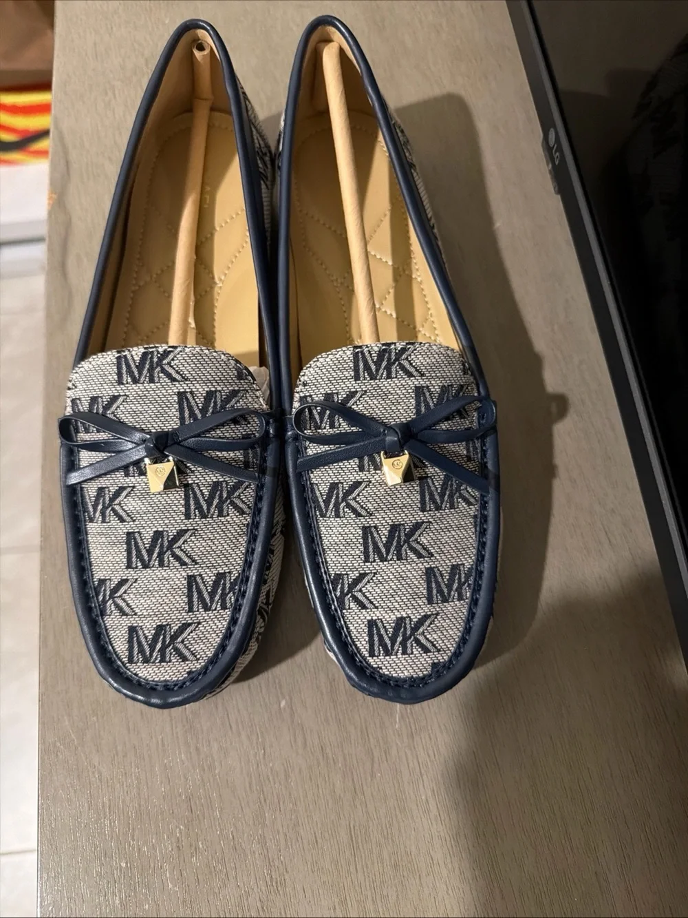 NWT Michael Kors Juliette Moc Loafers Navy Leather Women’s Size 7M